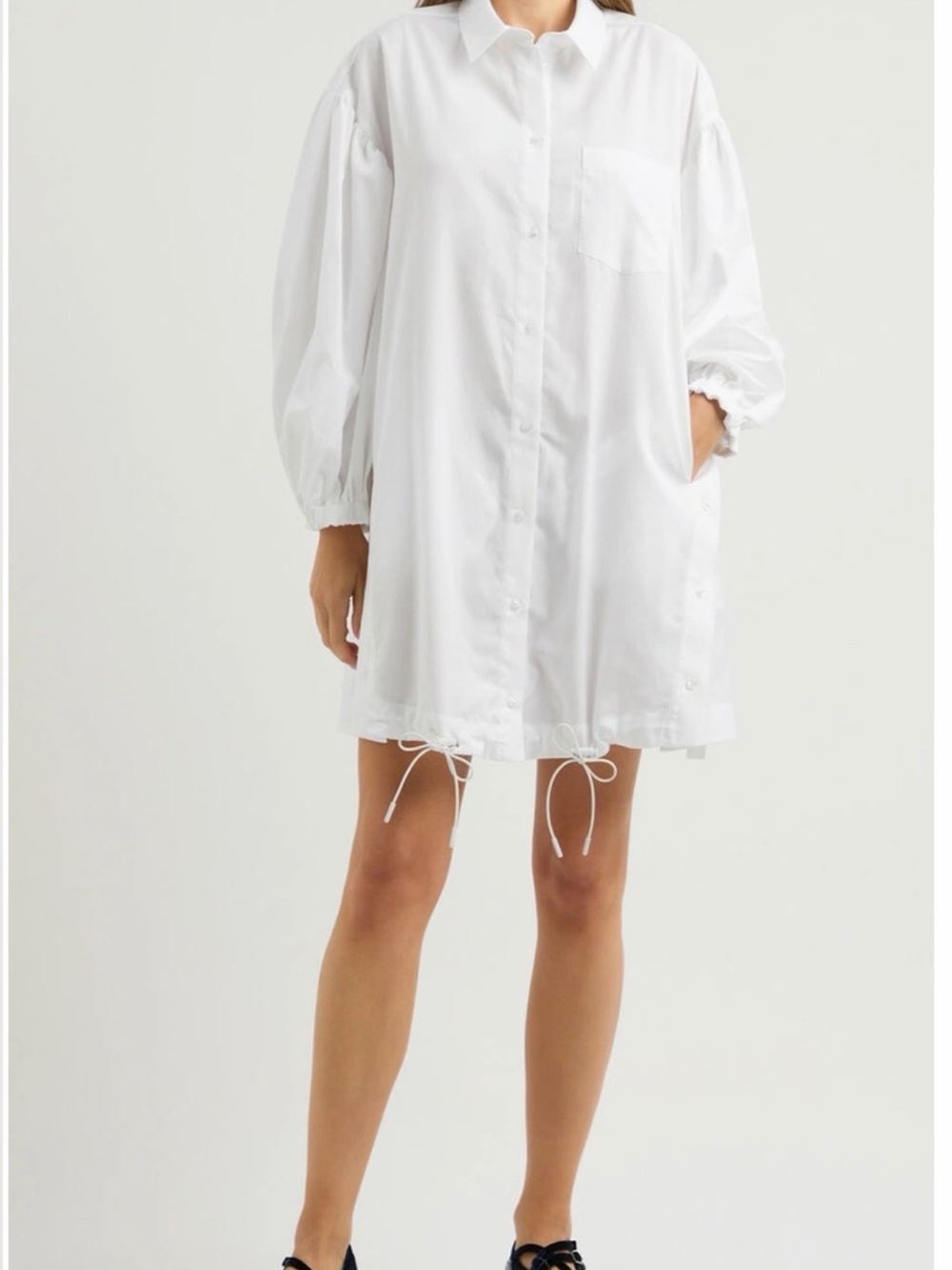 United Colors of Benetton White Cotton Shirt Dress S sku44